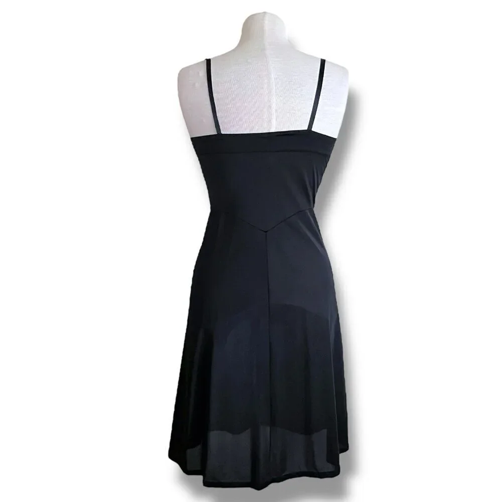 Vintage 1950s Luxite Holeproof Black Nylon Full Slip Womens Sz 34 Pin Up Vamp